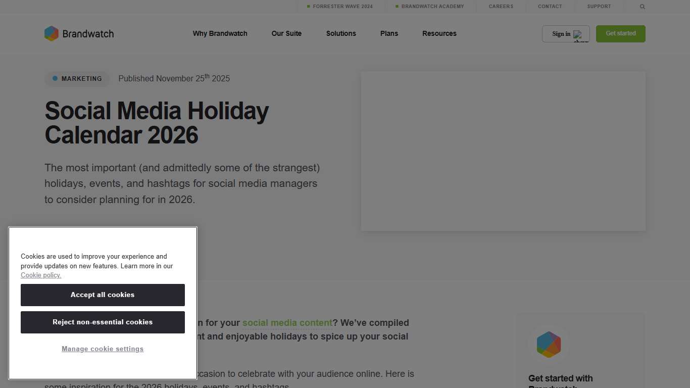 Social Media Holiday Calendar 2026 Brandwatch